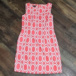 Alyx Women's Size 8 Sleeveless Coral & White Geometrical Pattern Summer Dress